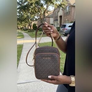 Michael Kors Brown Logo-Print women  Crossbody handbag